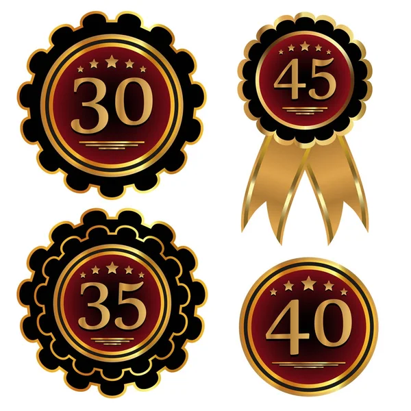 Yıldönümü belirtileri ayarlayın. Amblem tarihi ile. Vektör