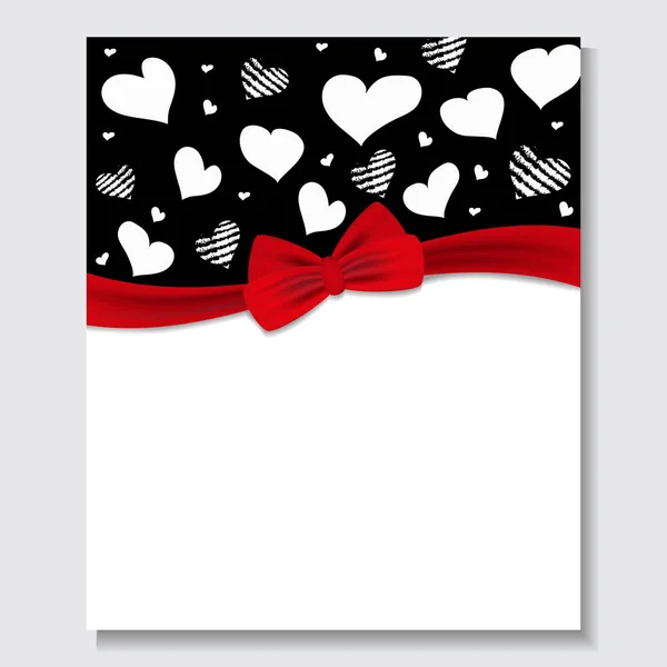 Urlaub Hintergrund mit Herzen und roter Schleife Schleife Valentinstag usw. Design für Plakate, Banner oder Karten. Vektor — Stockvektor