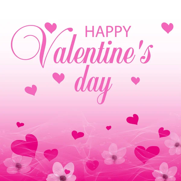 Holiday bakgrund med rosa hjärtan och blommor. Design för affischer, banners eller alla hjärtans dag-kort. Vektor — Stock vektor
