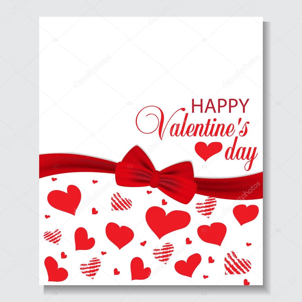 Valentine's day background with hanging hearts. Vector