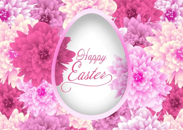 Sablon üdvözlőlap háttérben virágok és a tojás. Húsvéti dekoráció. Vektor — Stock Vector