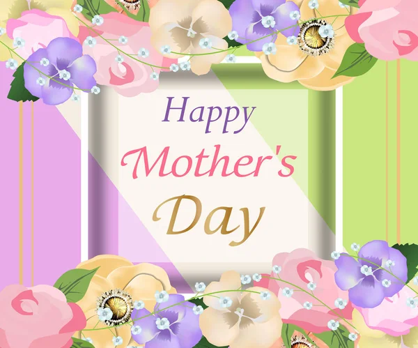 Mothers day background with beautiful flowers  greeting card. Design for posters, banners or cards. Vector — Stock Vector