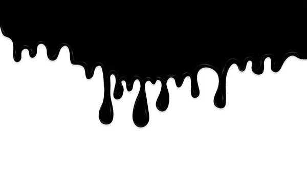 Dripping tinta preta ou óleo sobre fundo branco. Vetor — Vetor de Stock