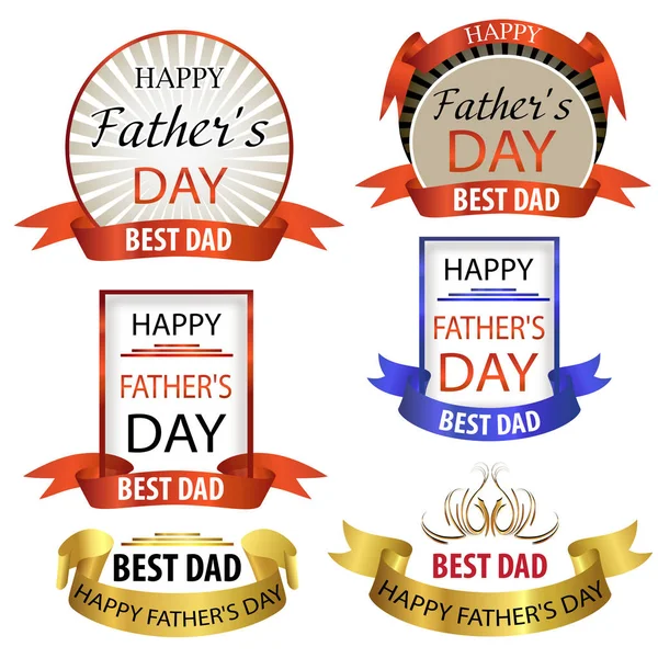 Ρυθμίστε ευτυχισμένος πατέρες ημέρα ευχετήριες κάρτες. Εμβλήματα καλύτερο μπαμπά. Διάνυσμα — Διανυσματικό Αρχείο