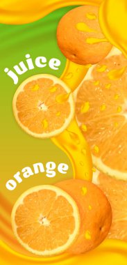 Tasarım şablonu doğal portakal suyu etiketi. Vektör