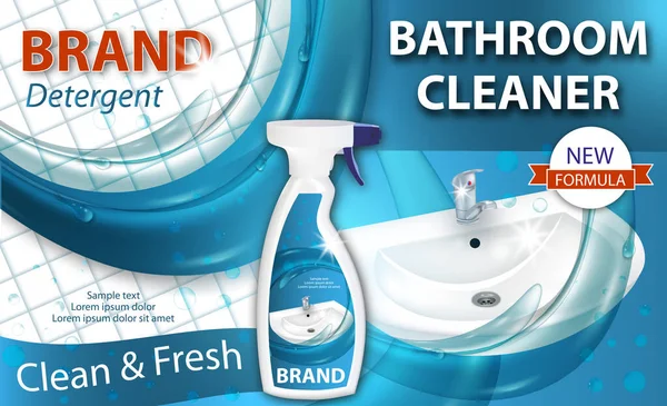 Bathroom Cleaner Killing Bacteria Plastic Spray Bottle Detergent Cleaning Ceramic — Stock Vector