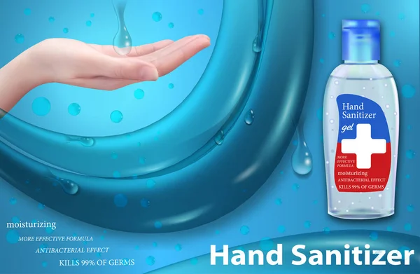 Antiseptique Pour Les Mains Bouteilles Publicité Gel Désinfectant Pour Les — Image vectorielle