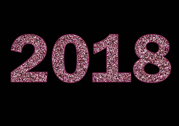 Σπινθηρίζον ροζ 2018 σημάδι στο φόντο μαύρη νύχτα. Ευτυχισμένο το νέο έτος έννοια — Φωτογραφία Αρχείου