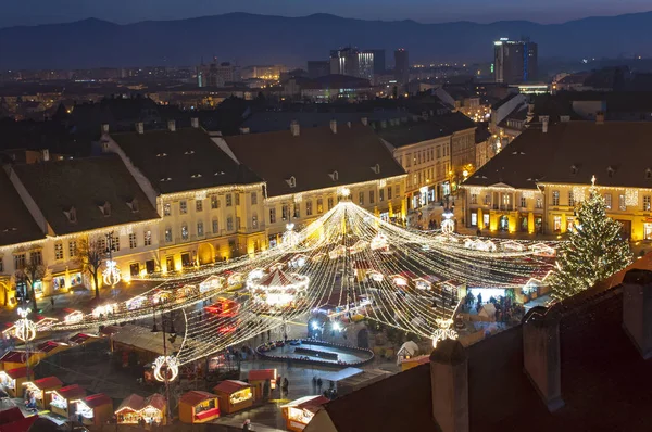Piața de Crăciun din Sibiu, România — Fotografie, imagine de stoc