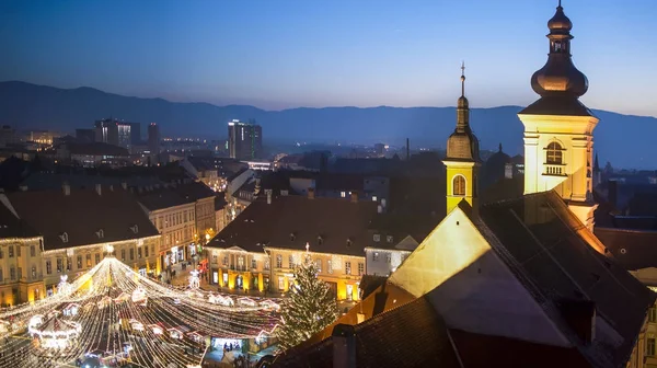 Noel pazarı Sibiu, Romanya — Stok fotoğraf
