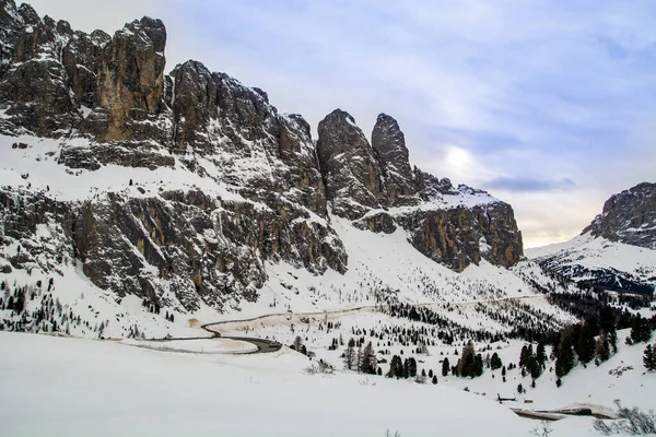 Passo Gardena Het Skicircuit Sella Ronda Rond Sella Groep Noord — Stockfoto