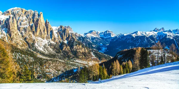 Dolomites Οροσειρά Val Fassa Περιοχή Catinaccio Rosengarten Χιονοδρομική Περιοχή Κοντά — Φωτογραφία Αρχείου