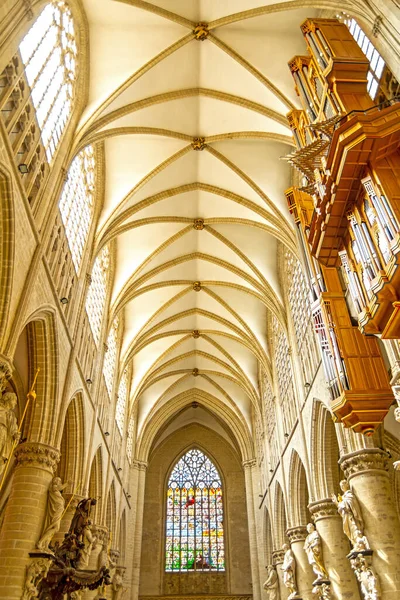 Brussels Bruxelles Gothic Interior Cathedral Michael Gudula Brabantine Gothic Architectural — Stock Photo, Image