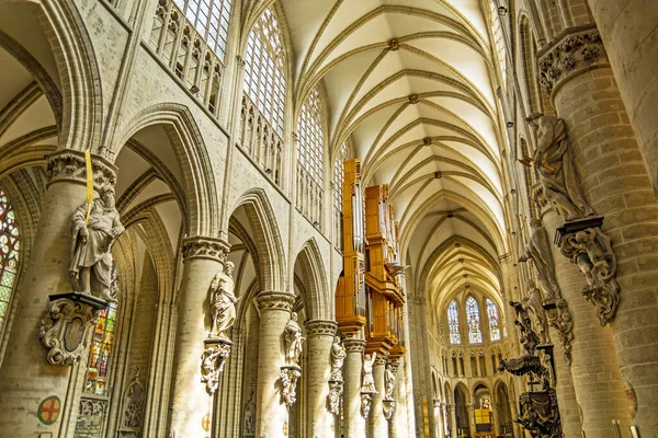 Brussels Bruxelles Gothic Interior Cathedral Michael Gudula Brabantine Gothic Architectural — Stock Photo, Image