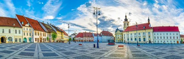 Panorama Sibiu Transilvania Rumania Plaza Ciudad Principal Día Soleado — Foto de Stock