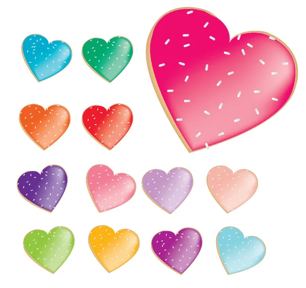 Σχήματα καρδιάς ντόνατ ή μπισκότο με γλάσο — Διανυσματικό Αρχείο