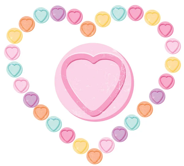 Corazón de amor gran forma hecha de dulces o dulces — Vector de stock