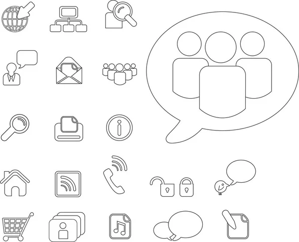 Conjunto de iconos de comunicación de línea delgada — Archivo Imágenes Vectoriales