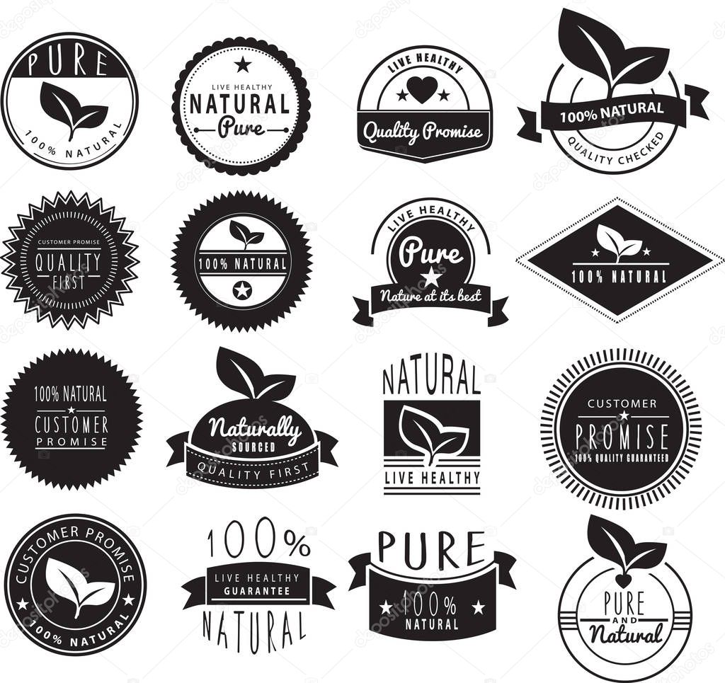 set of vintage retro natural healthy logos