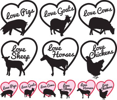 Love british farm animal logos or stickers, labels. vector Love british farm animal logos or stickers, labels. vector