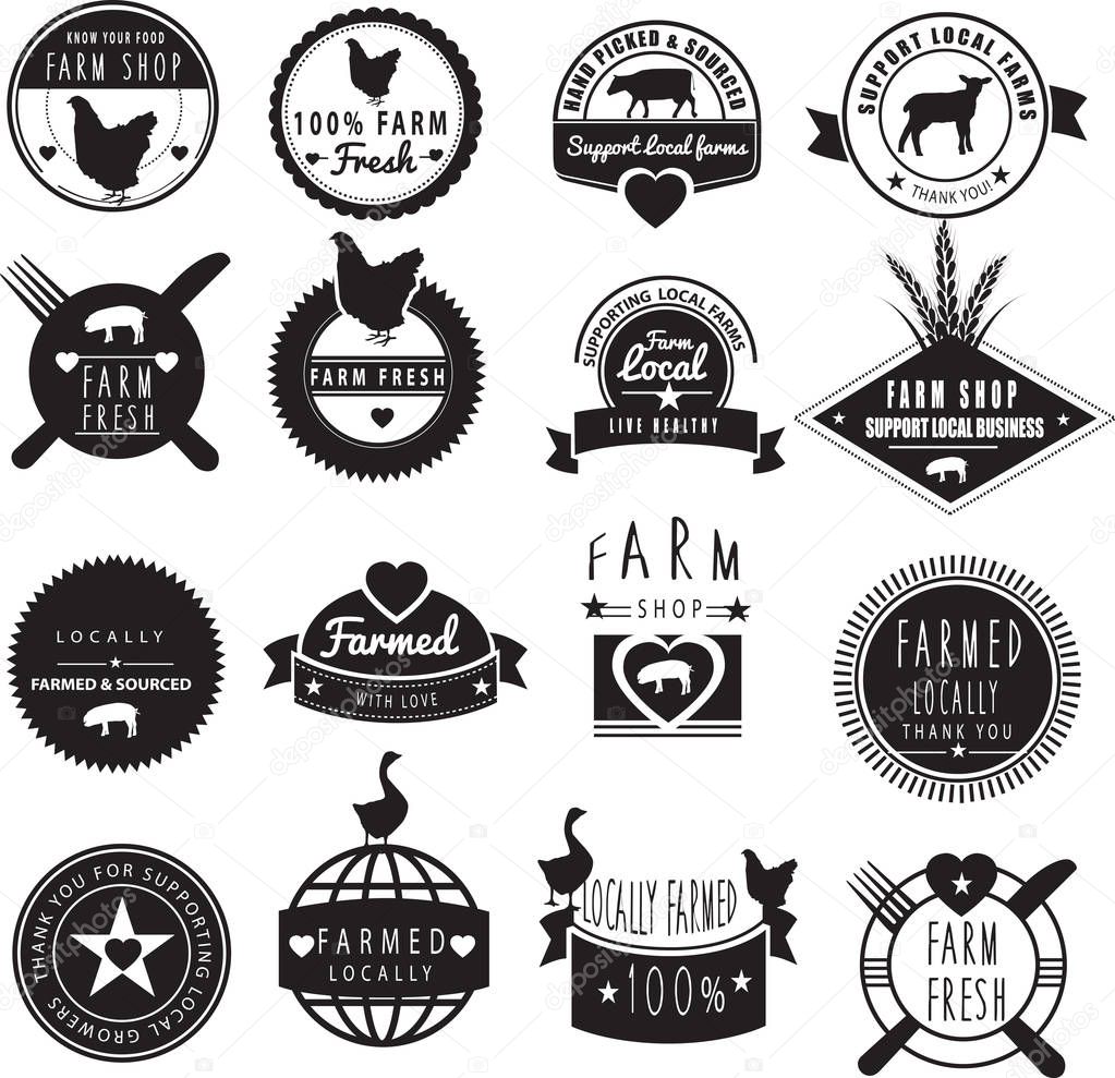 farm fresh and farm shop and farmed locally logos