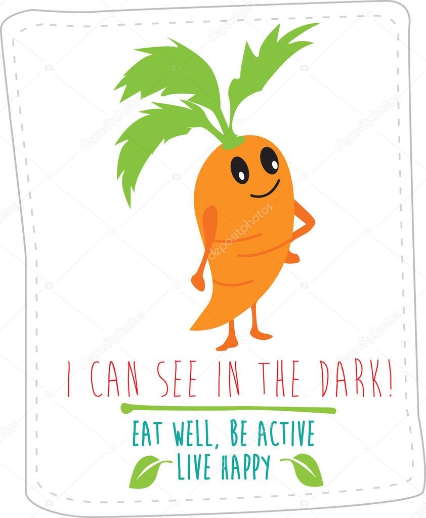 Cartoon modern style fruit and vegetable character, part of a set