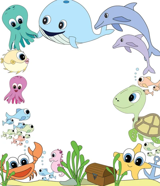 Swimming sea life school or club poster — Stock Vector