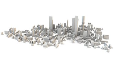 3d render of a city or town from above clipart