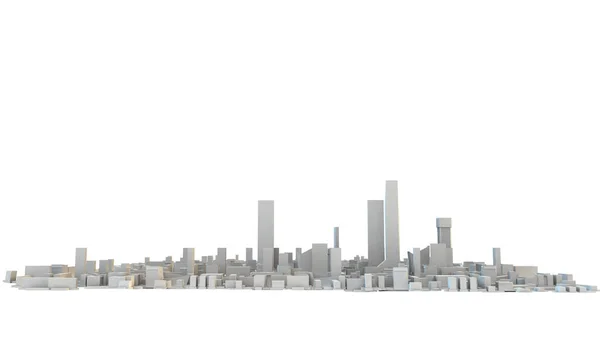 Panoráma města při pohledu z přízemí (bílé budovy na bílém bac — Stock fotografie