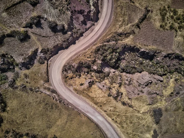 Veduta Aerea Pericolosa Strada Alta Montagna Nelle Ande Sud America — Foto Stock