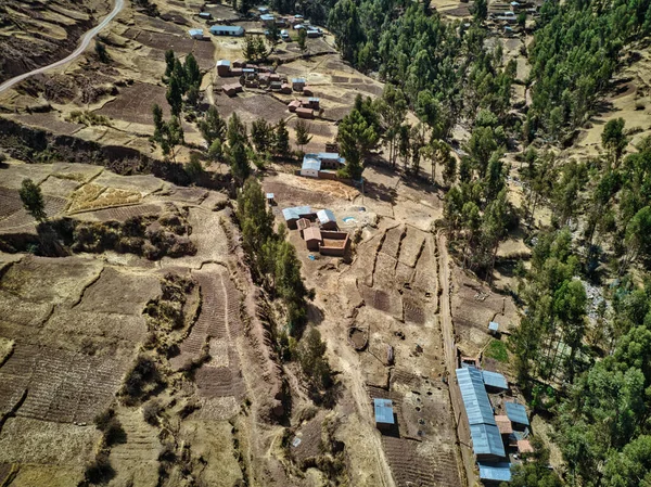 Aerial View Small Village Located High Andes Peru — Stock Photo, Image