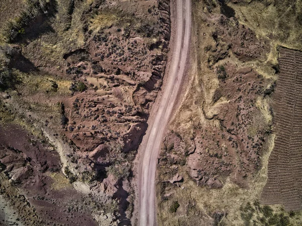 Vue Aérienne Une Dangereuse Route Haute Montagne Dans Les Andes — Photo