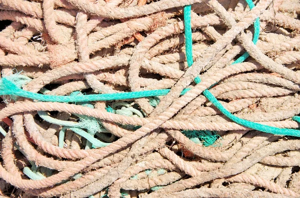Abstract background with a pile of old sea rope fishing — Stock Photo, Image