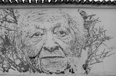 ALANDROAL, PORTUGAL - NOVEMBER 18: Vhils instalation from Portug