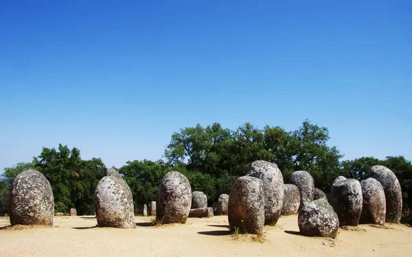 Cromlech do complexo megalítico de Almendres, localizado perto de Evor — Fotografia de Stock