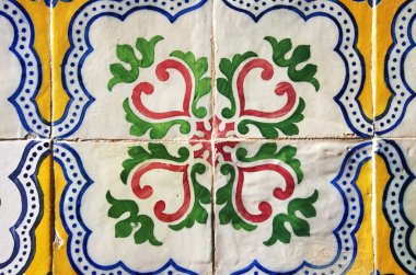 Çini desen doku ve arka plan. Sarı, mavi ve beyaz çini