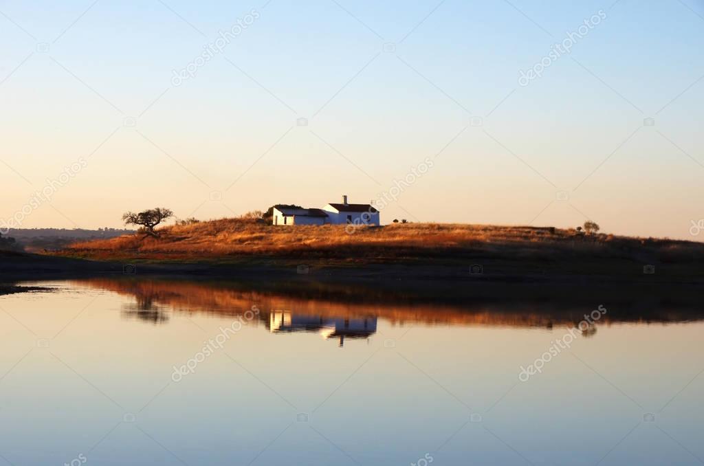 house and lake of alqueva, south of Portugal
