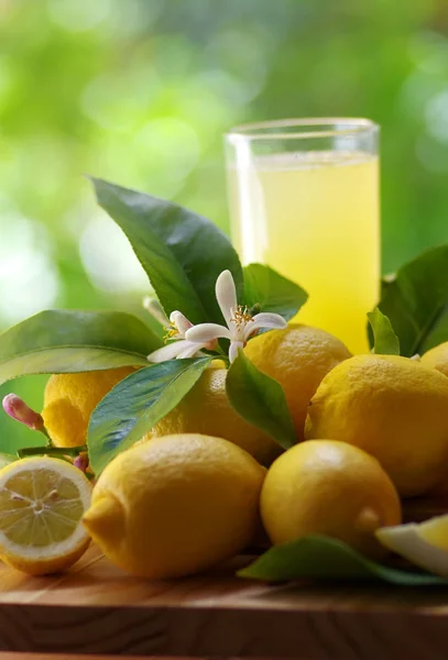 Лимонна Квітка Чашка Соку Столі — стокове фото