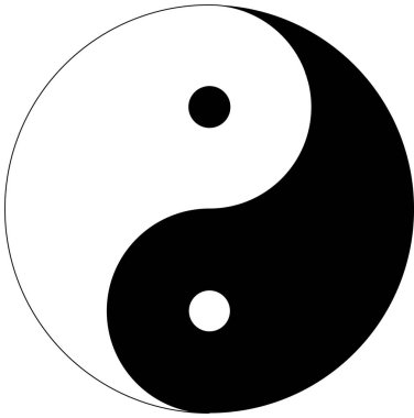 Yin Yang sembolü beyaz bir arka plan üzerinde