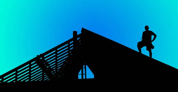 Construction worker silhouette — Stock Photo, Image