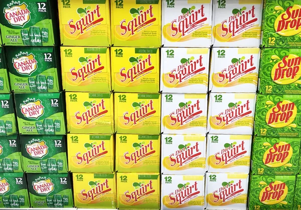 Several boxes of Soft Drink soda — Stock Photo, Image