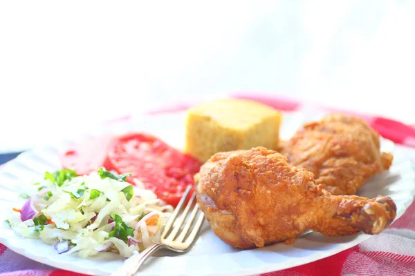 Closeup fried chicken dinner with copy space — Stock Photo, Image