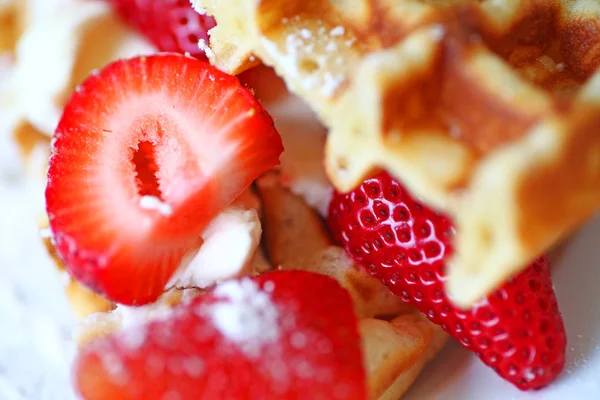 Strawberry and cream cheese waffle sandwich — Stock Photo, Image