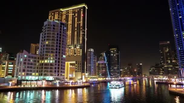 Дубай Марина ночью — стоковое видео