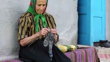 Yaşlı kadın Yün çorap dokuma kumaşlar