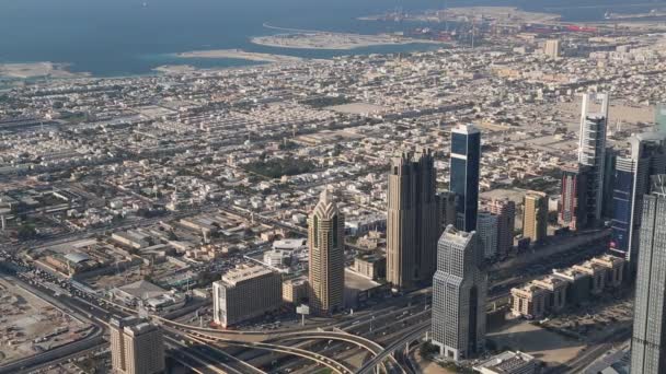 Dubai centrum och Persiska viken — Stockvideo