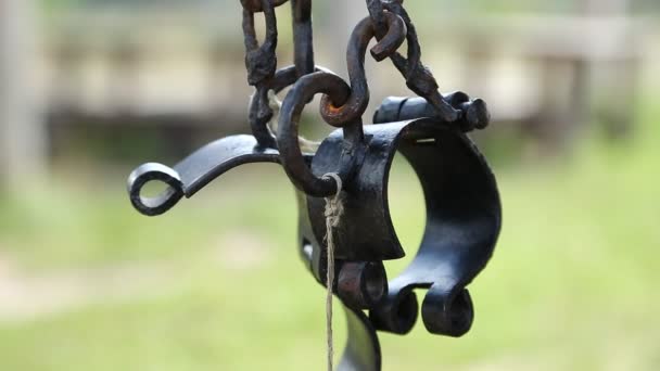 Old black iron shackles