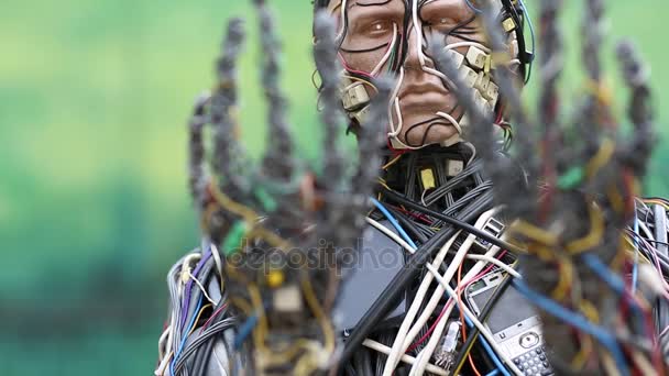 電線の人間彫刻 — ストック動画