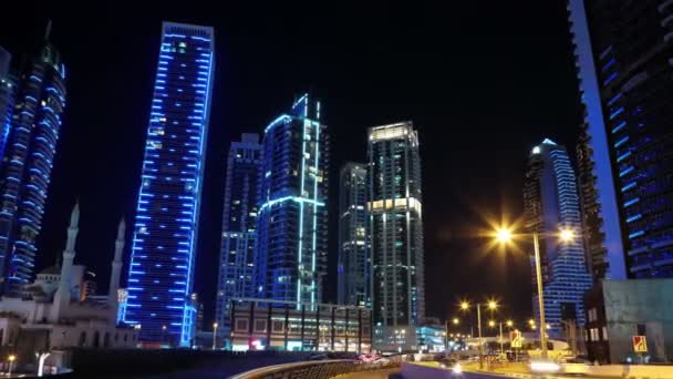 Dubai Marina à noite — Vídeo de Stock