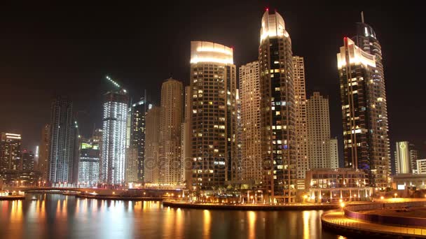 4 k fantastická noc Dubai Marina — Stock video